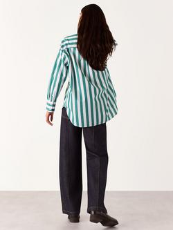 Whistles Stripe Oversized Shirt, Green/Multi - view 2, Green/Multi