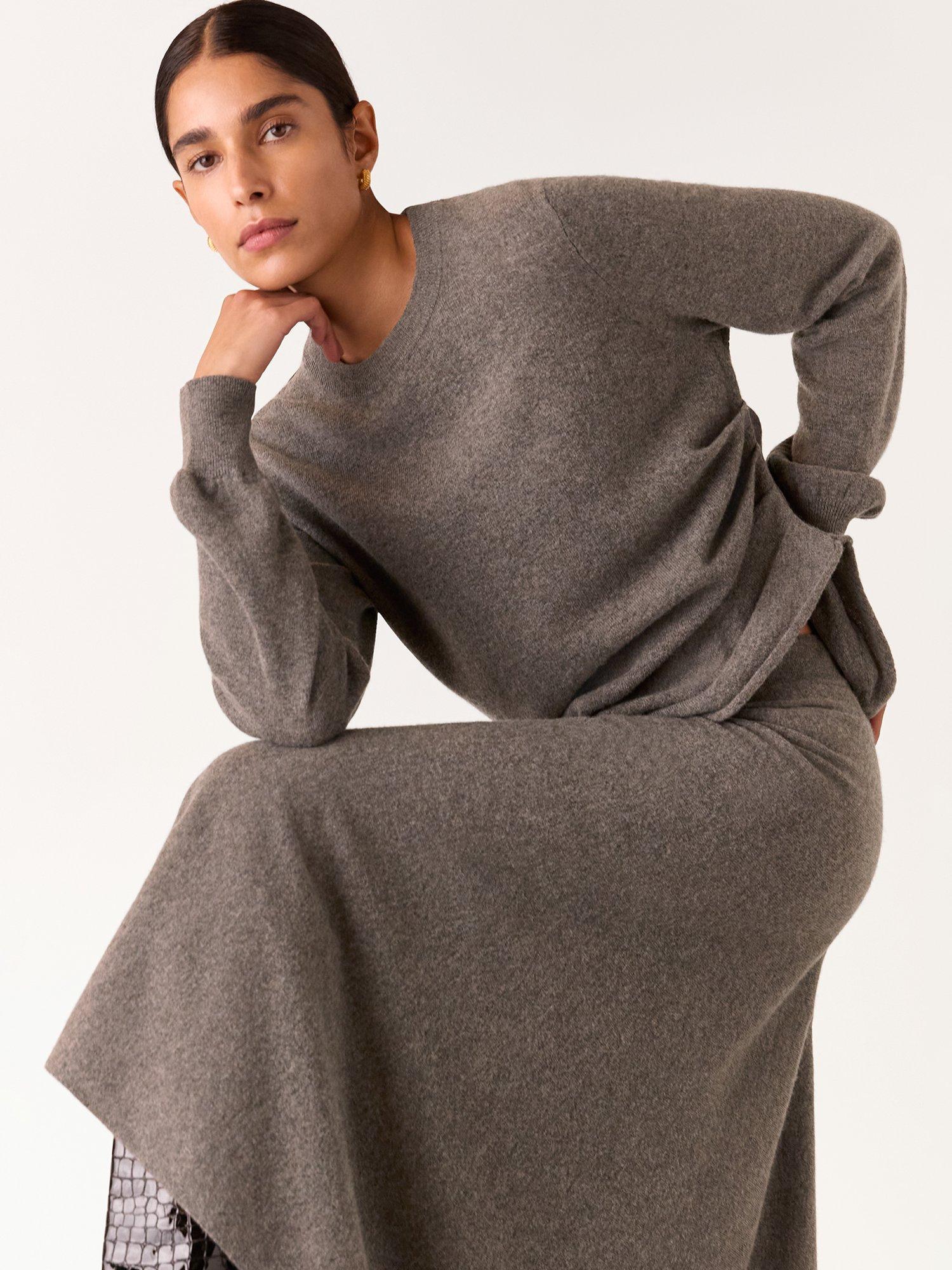 Product image 5 of 6, which shows Whistles Pure Wool Knitted Midi Skirt, Taupe, M