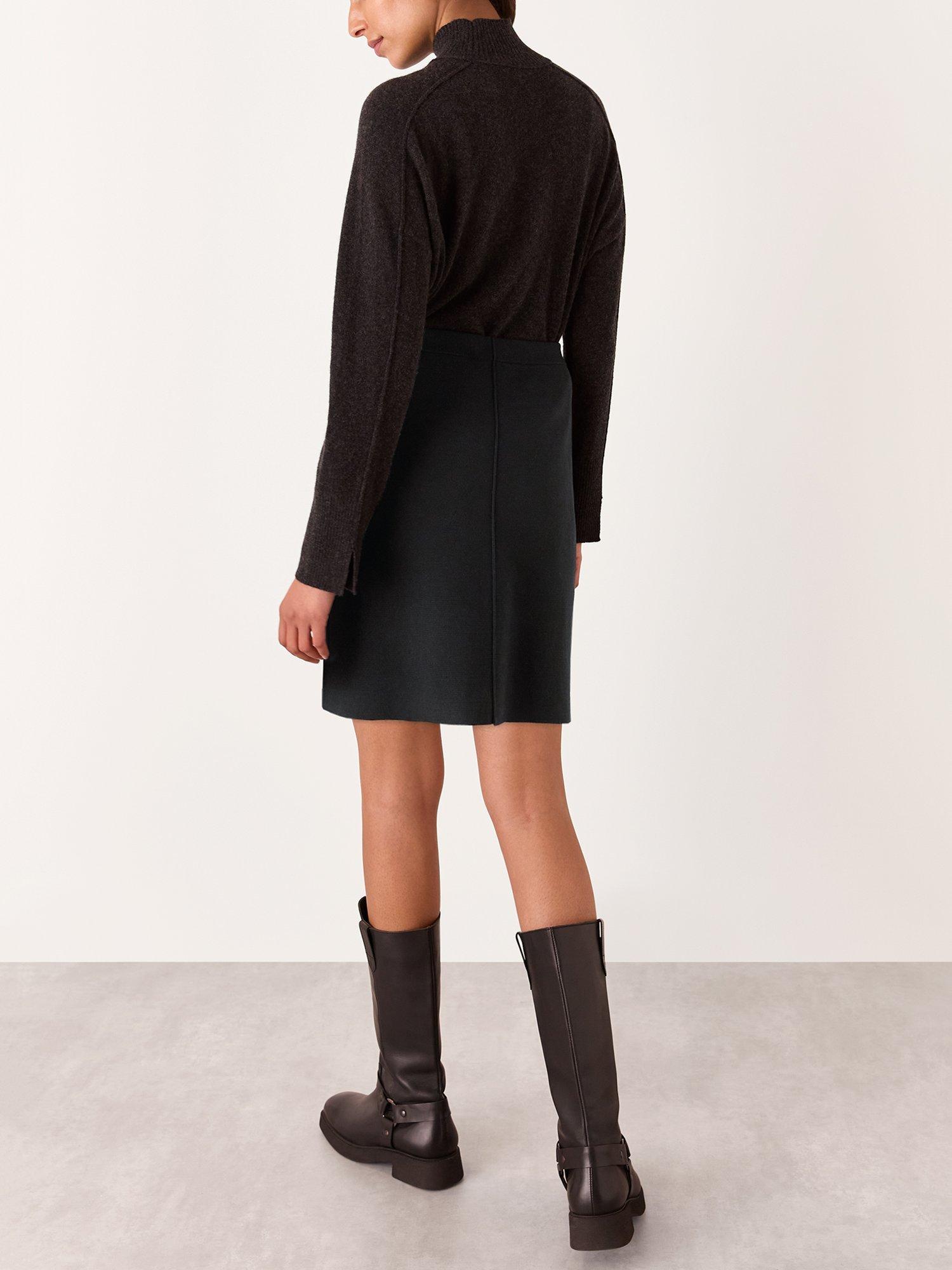 Product image 2 of 6, which shows Whistles Patch Pocket Knitted Skirt, Black, XS