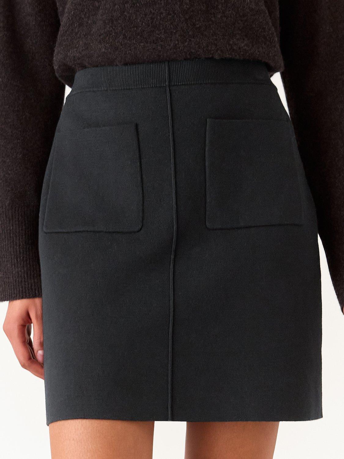 Product image 3 of 6, which shows Whistles Patch Pocket Knitted Skirt, Black, XS