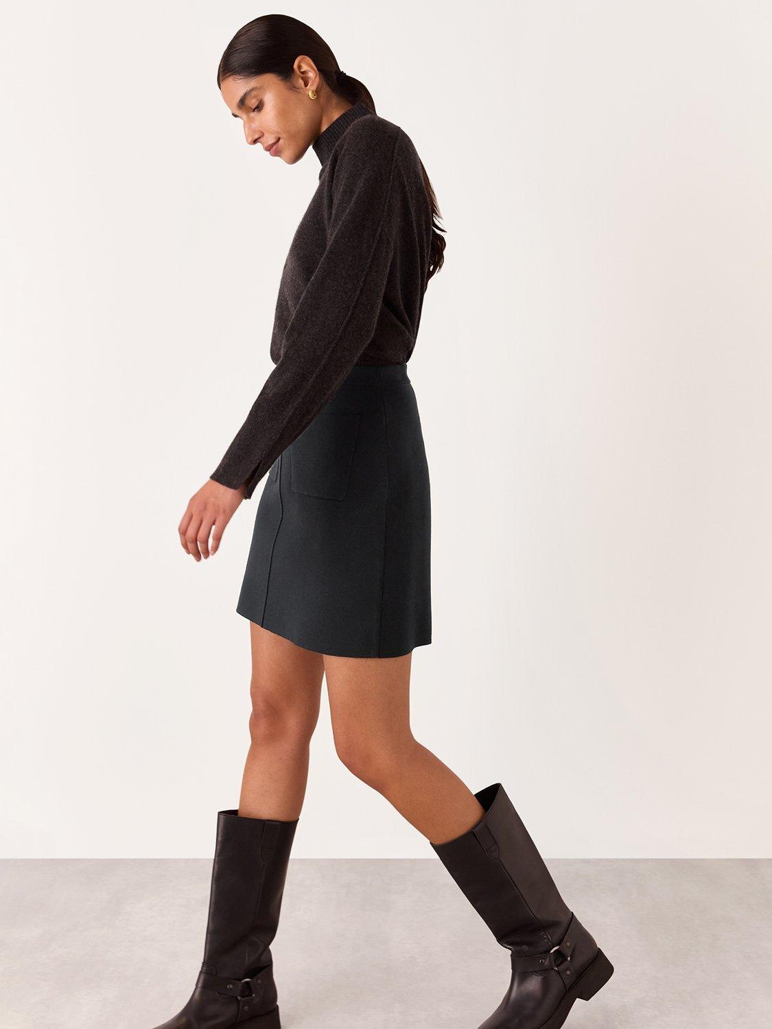 Product image 5 of 6, which shows Whistles Patch Pocket Knitted Skirt, Black, XS