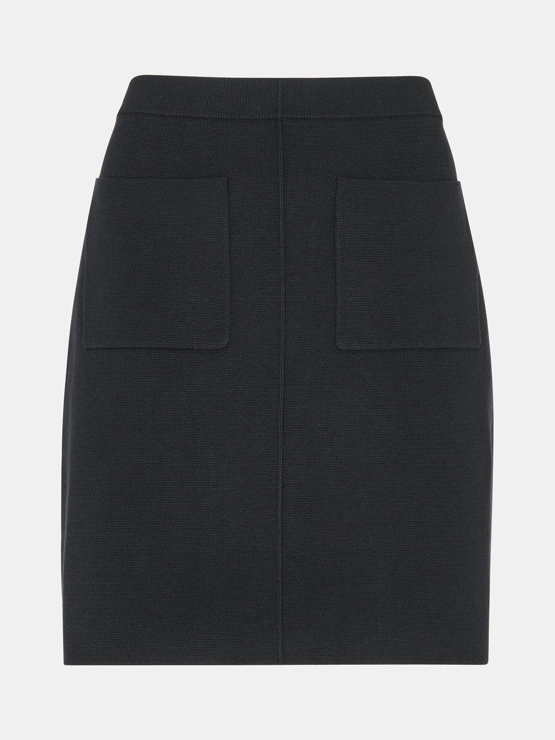 Product image 6 of 6, which shows Whistles Patch Pocket Knitted Skirt, Black, XS