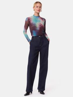 Whistles Oil Print Mesh Top, Multi, Multi