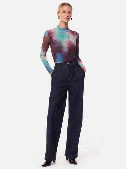 Whistles Oil Print Mesh Top, Multi, Multi