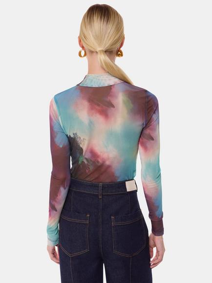 Whistles Oil Print Mesh Top, Multi - view 2, Multi