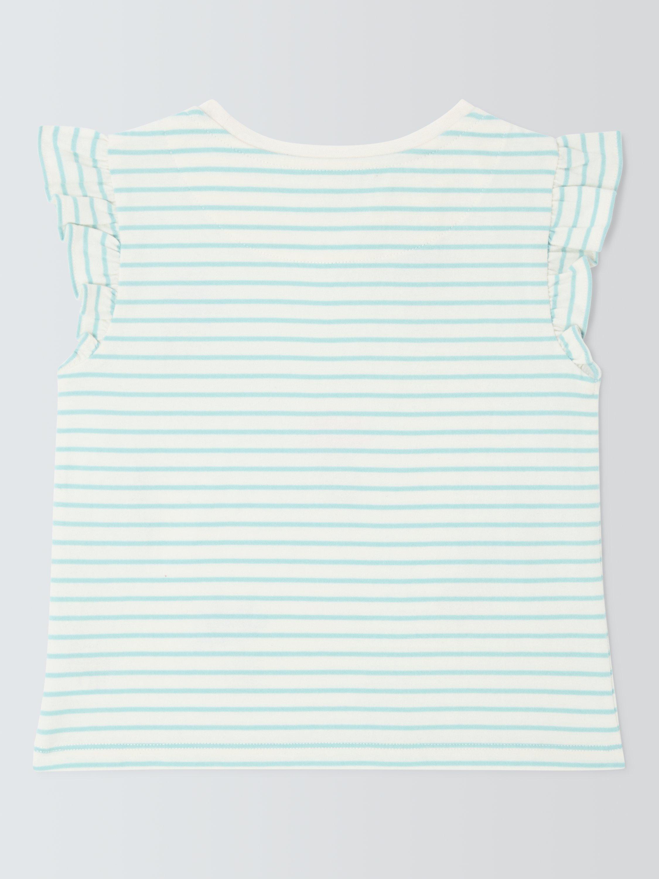 Product image 7 of 7, which shows John Lewis Kids' Stripe Sequin Pineapple T-Shirt, Blue White, 2 years