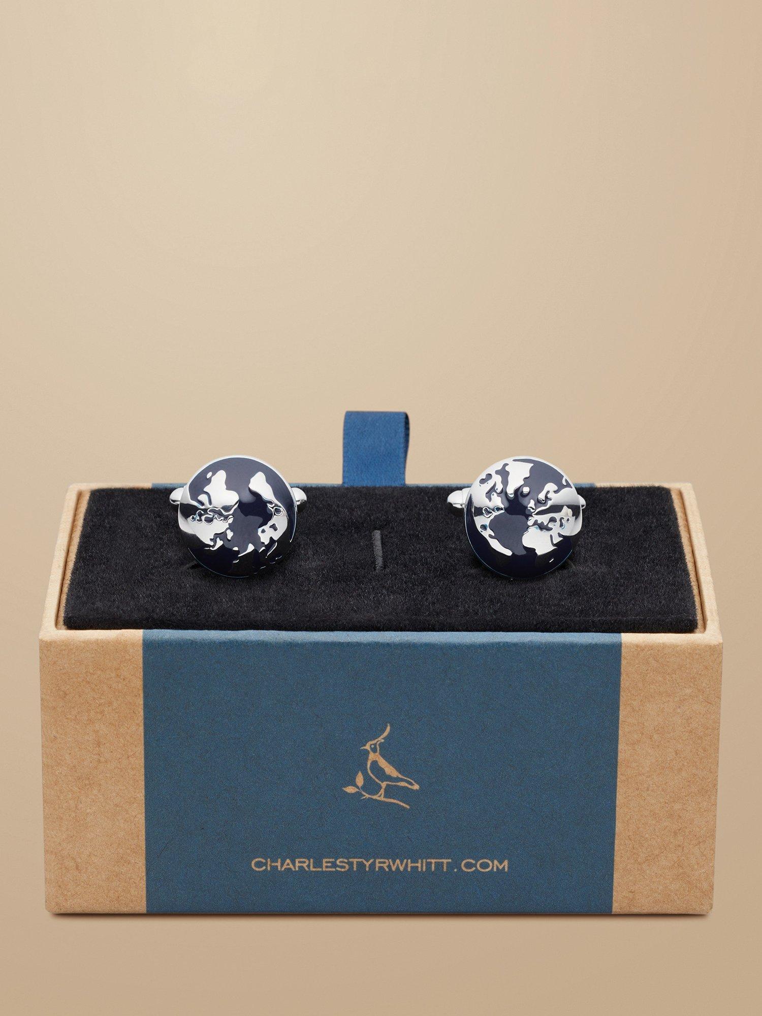 Product image 2 of 2, which shows Charles Tyrwhitt World Cufflinks, Silver/Navy