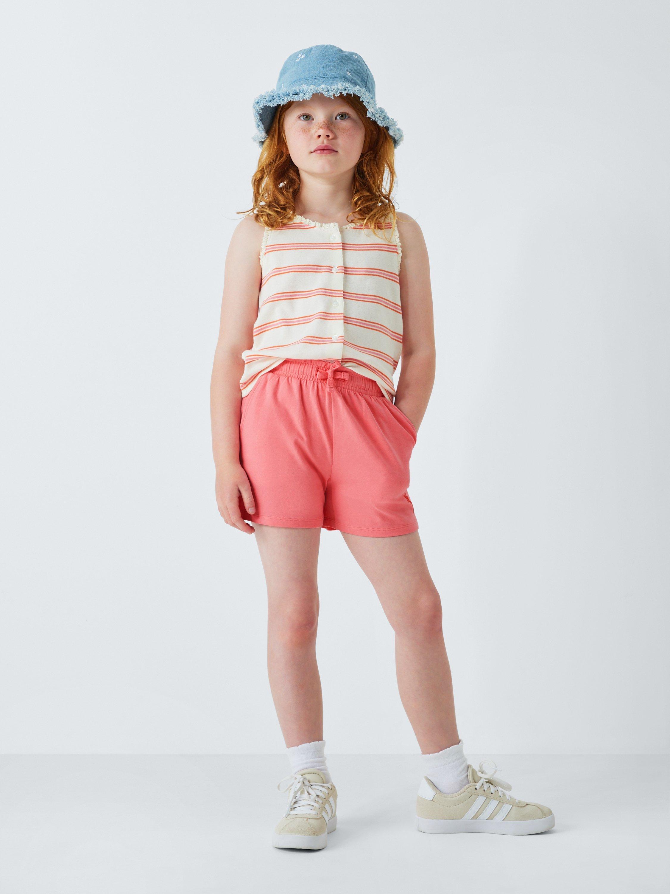 Product image 3 of 6, which shows John Lewis Kids' Floral/Plain Shorts, Pack of 2, Blue, Pink, 2 years