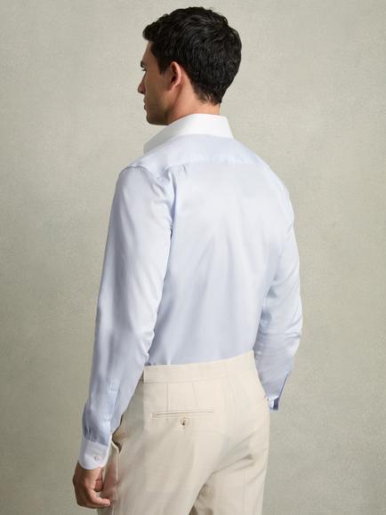 Reiss Caldwell Regular Fit Cotton Blend Shirt - view 2, Contrast S Blue