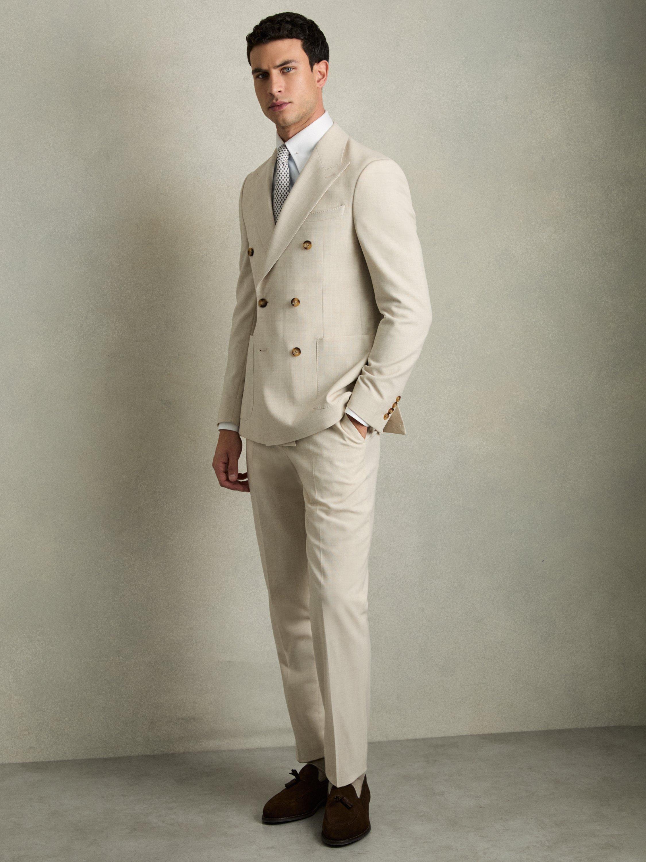 Product image 4 of 5, which shows Reiss Caldwell Regular Fit Cotton Blend Shirt, Contrast S Blue, XS