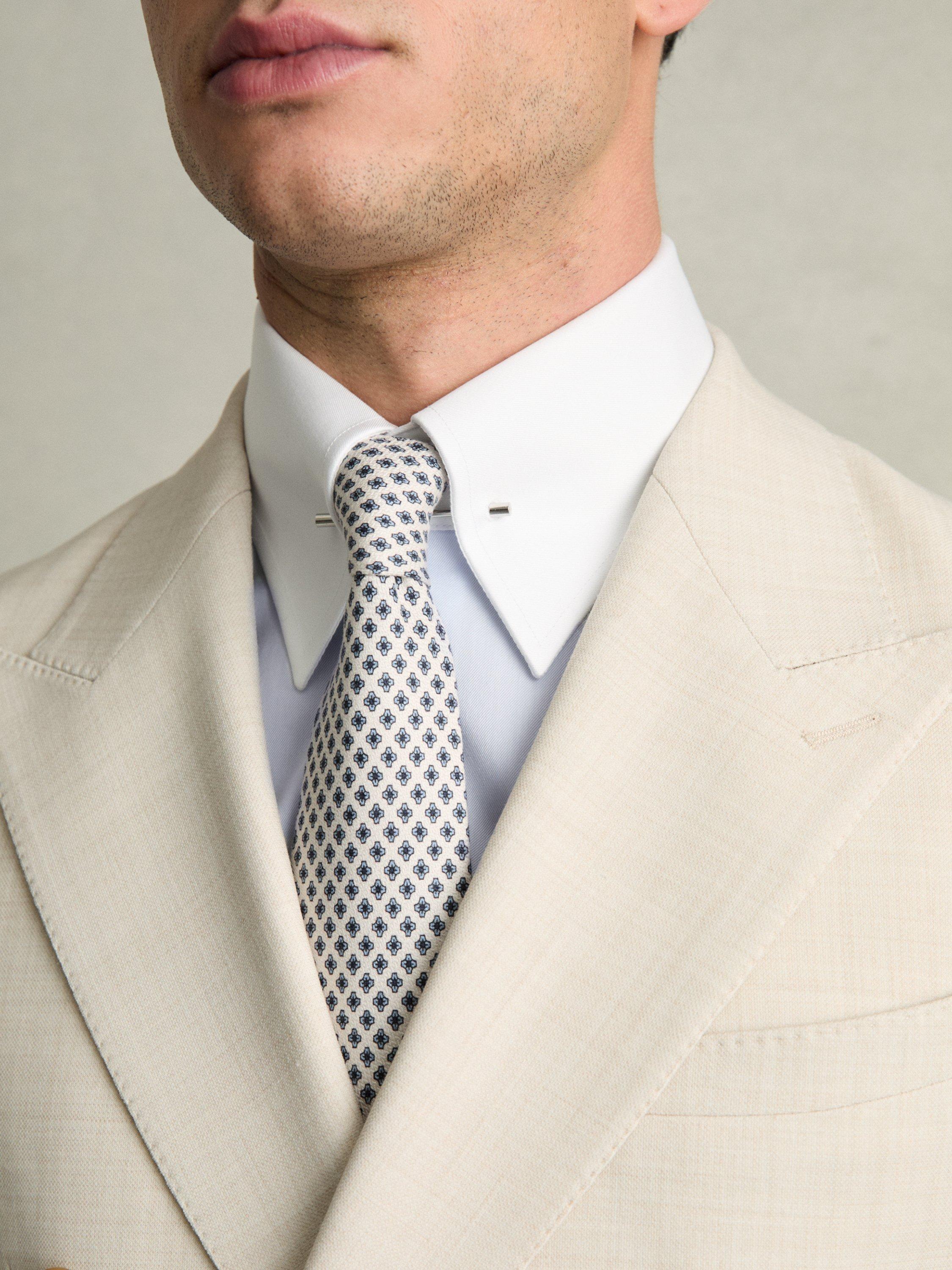 Product image 5 of 5, which shows Reiss Caldwell Regular Fit Cotton Blend Shirt, Contrast S Blue, XS