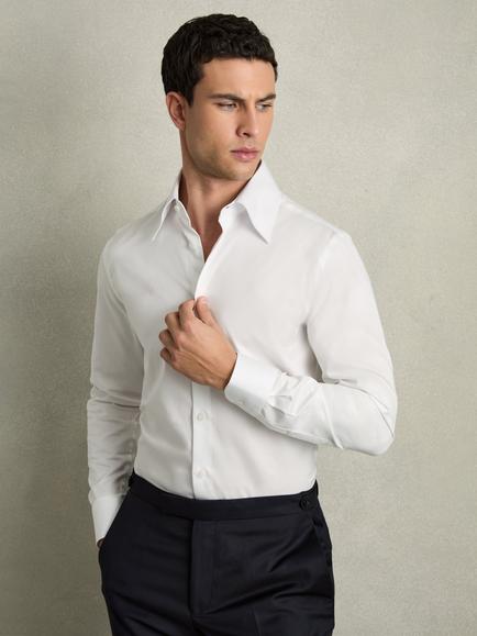 Reiss Caldwell Cotton Regular Fit Shirt, White