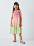 John Lewis Kids' Colour Block Tiered Dress, Pink, Green