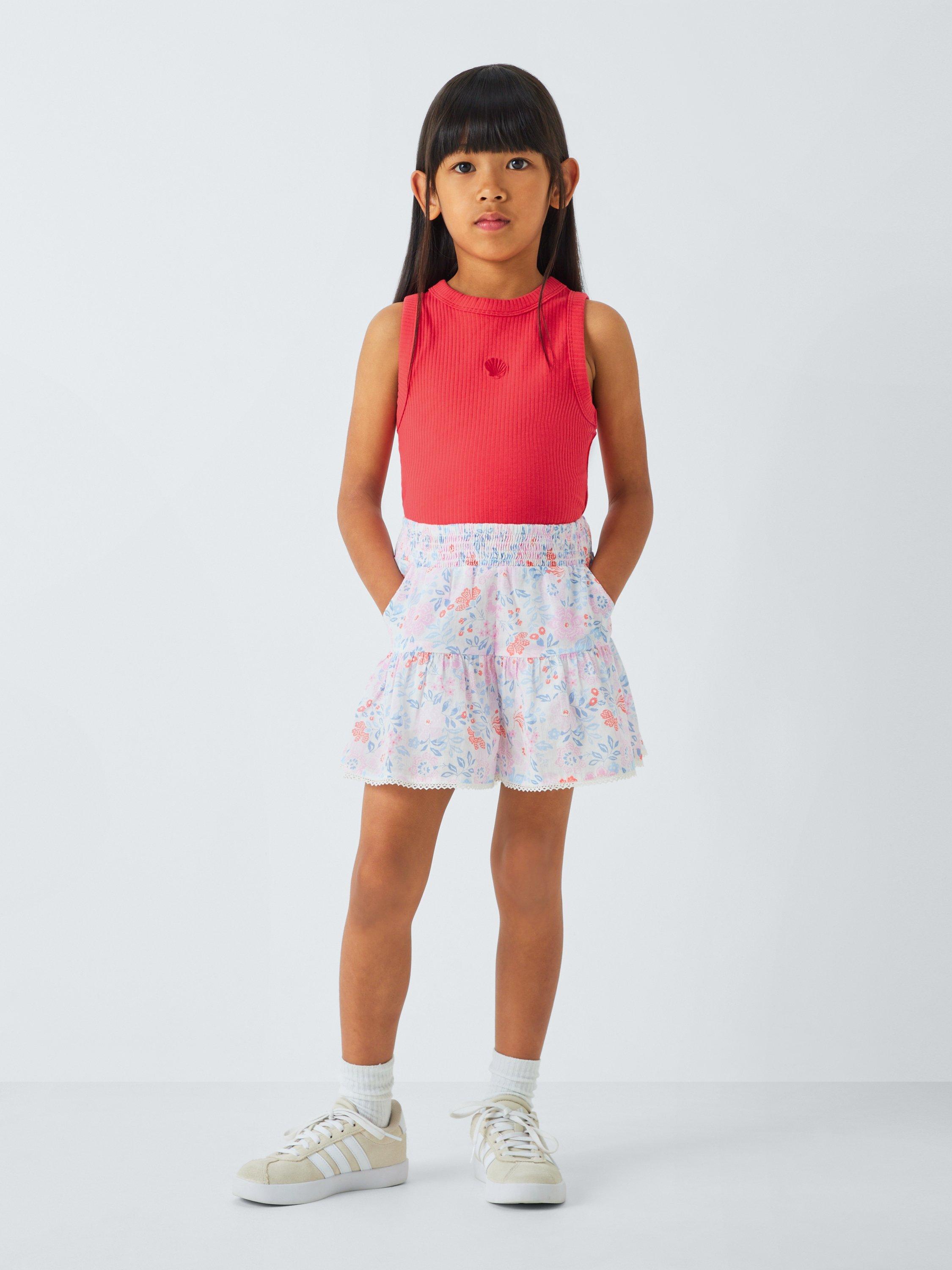 Product image 3 of 6, which shows John Lewis Kids' Shell/Stripe Racerback Vest Tops, Pack of 3, Multi, 3 years