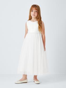 John Lewis Heirloom Collection Kids' Sparkle Tulle Bridesmaid Dress, White, White
