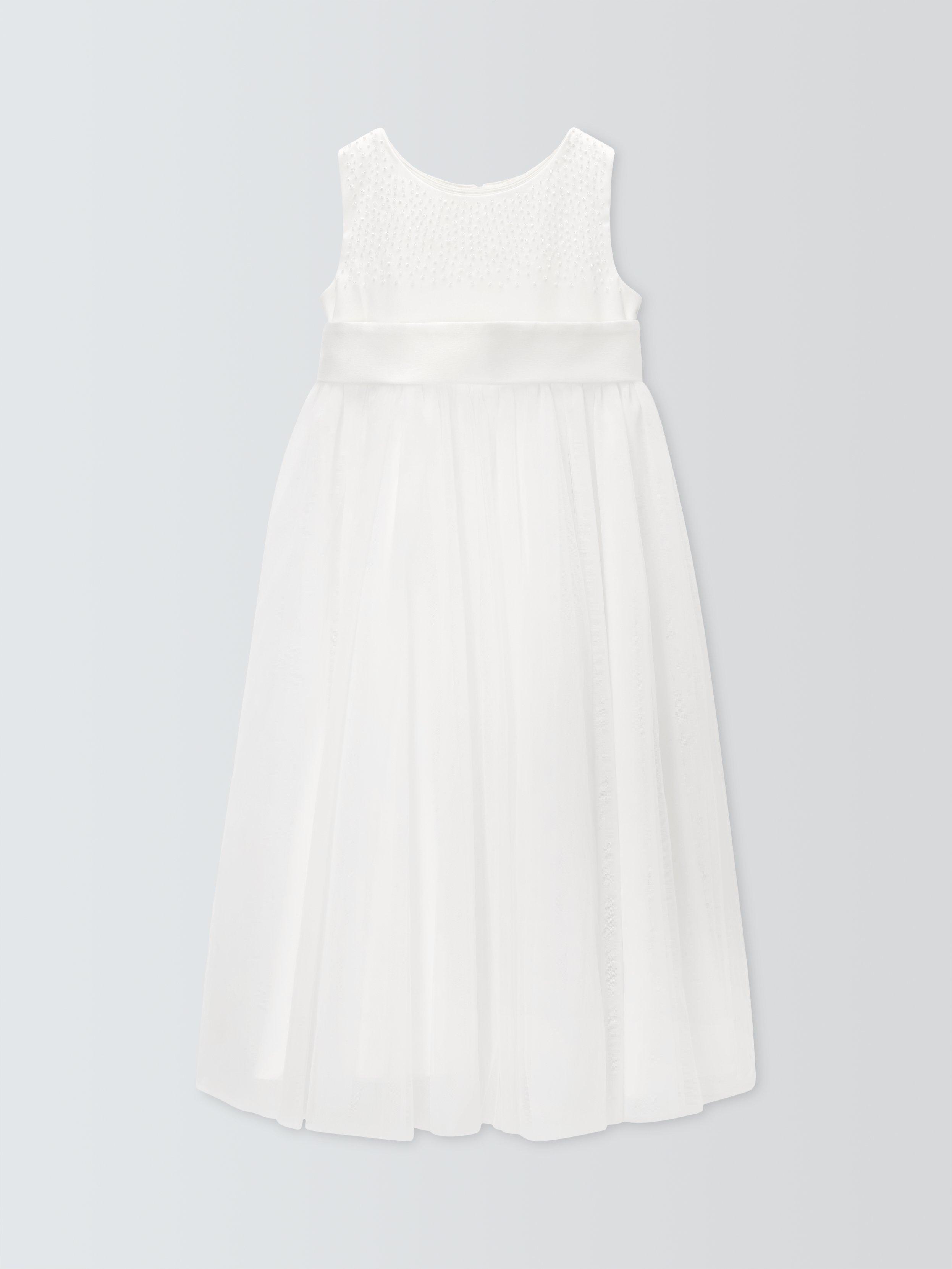 Product image 2 of 7, which shows John Lewis Heirloom Collection Kids' Sparkle Tulle Bridesmaid Dress, White, 2 years