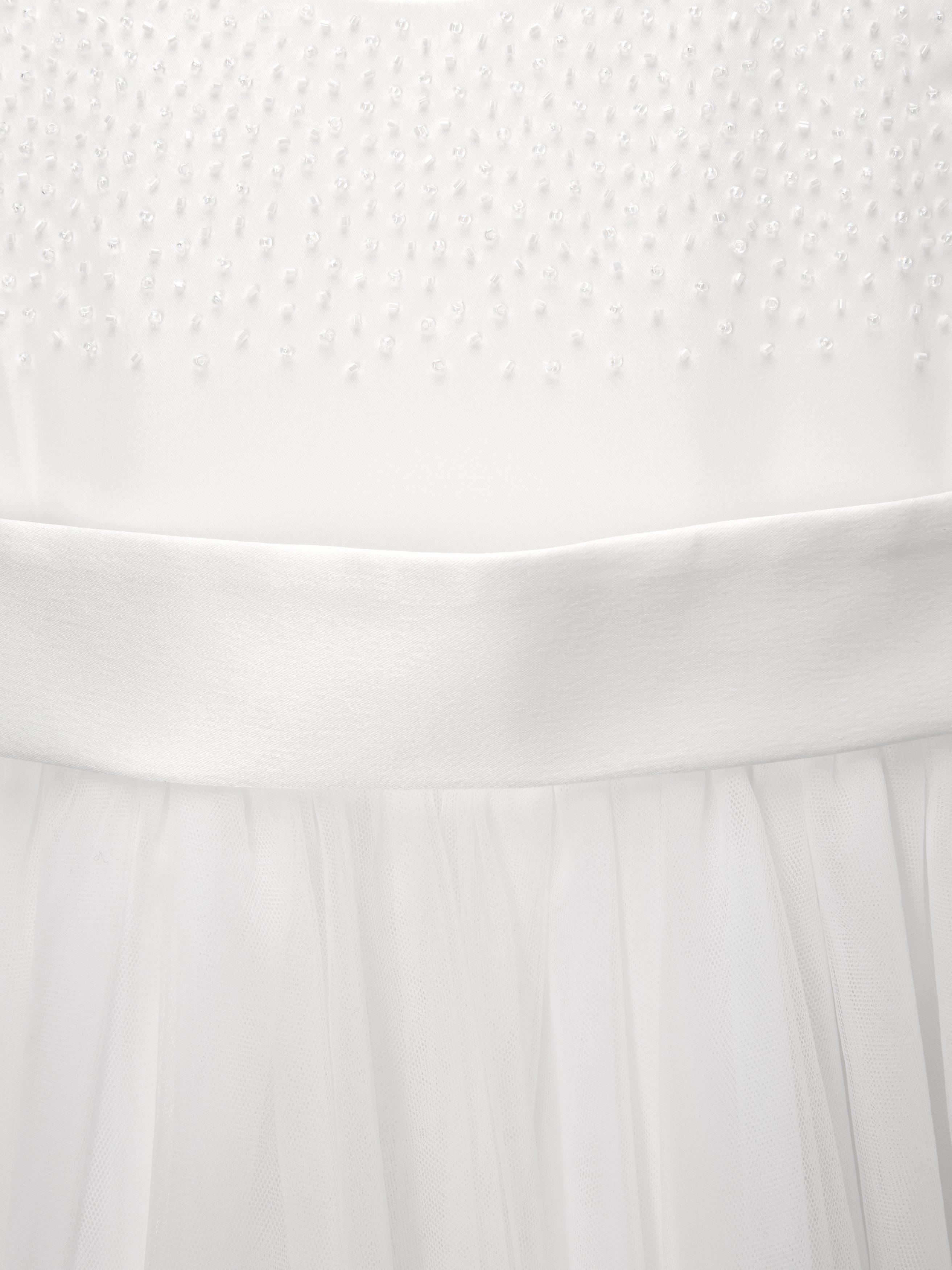 Product image 4 of 7, which shows John Lewis Heirloom Collection Kids' Sparkle Tulle Bridesmaid Dress, White, 2 years