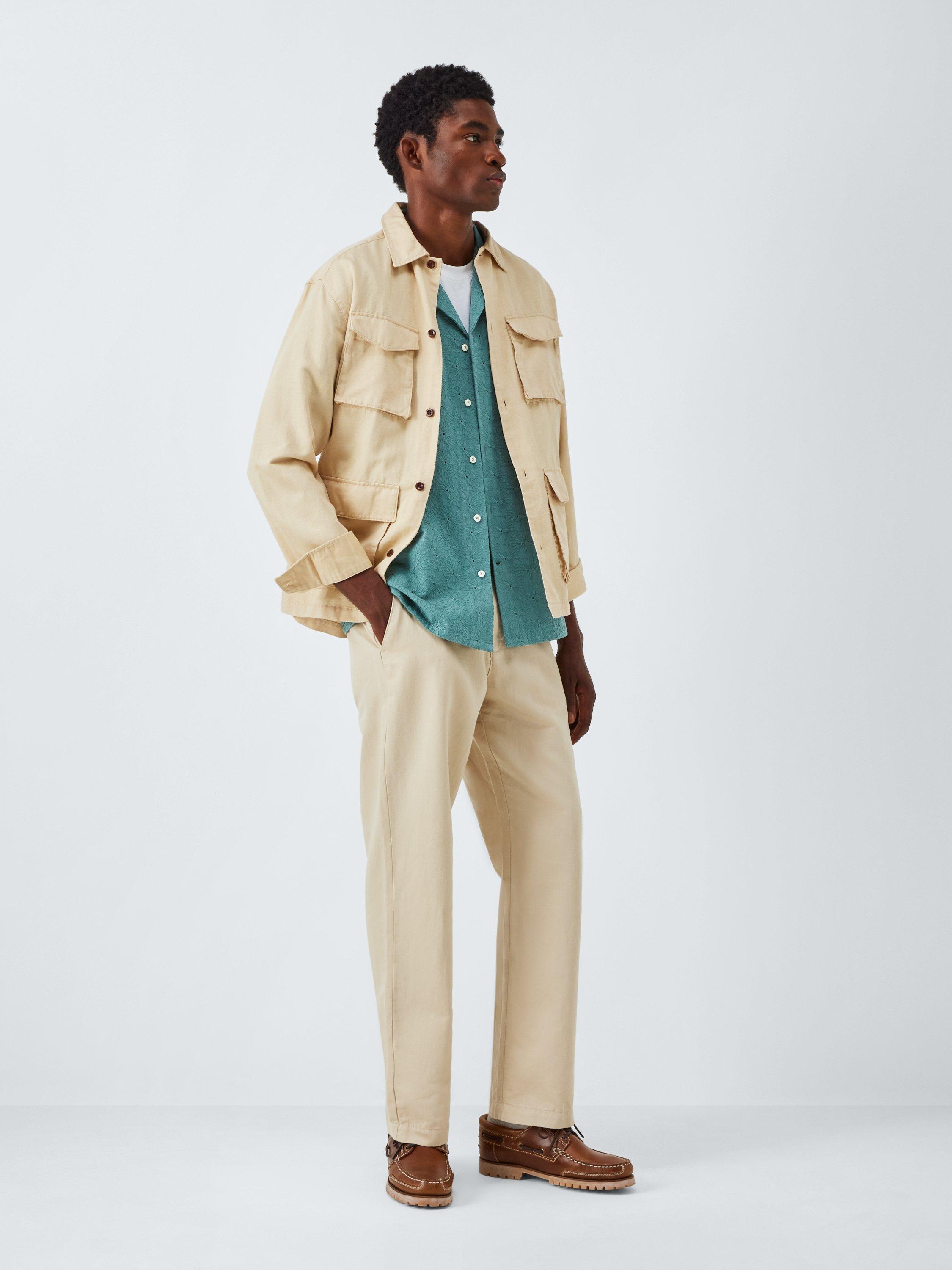 Product image 3 of 6, which shows John Lewis Short Sleeve Eyelet Floral Embroidered Cotton Blend Shirt, North Atlantic, M