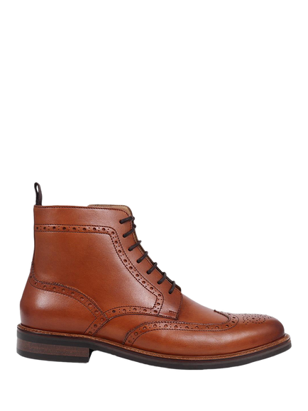 Jones Bootmaker Fletcher Leather Brogue Boots, Tan
