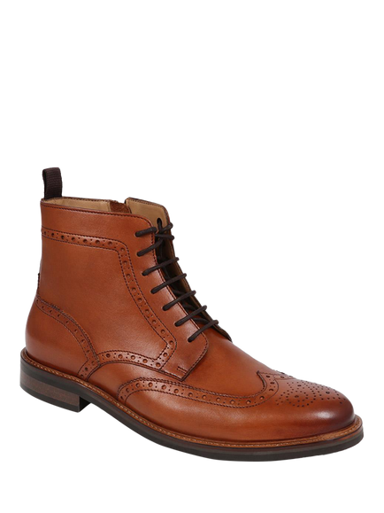 Jones Bootmaker Fletcher Leather Brogue Boots - view 2, Tan