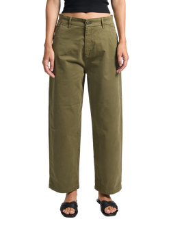 REIKO Lio Topstitch Pocket Chino Trousers, Khaki