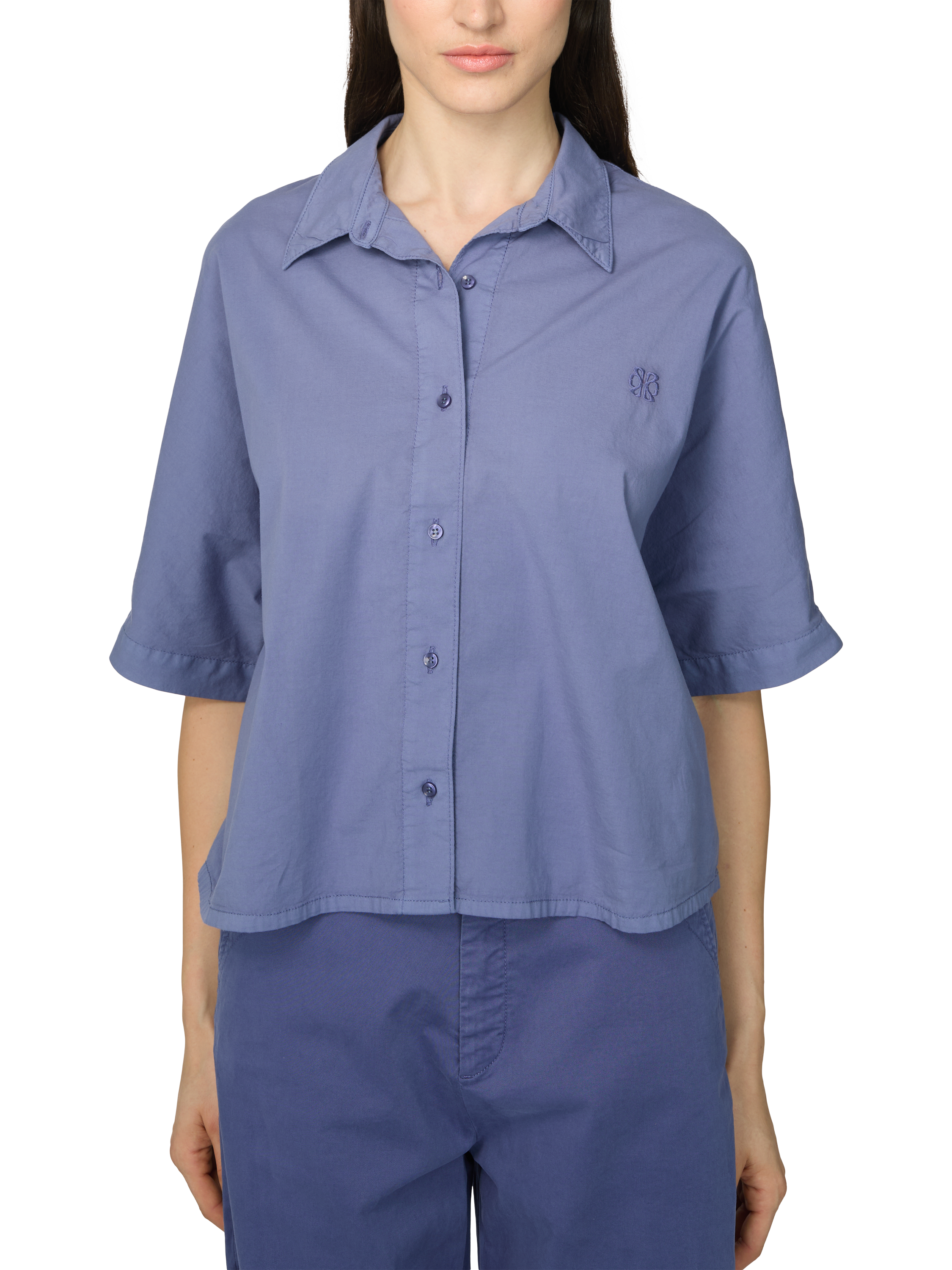 Product image 1 of 2, which shows REIKO Carla Elbow Sleeve Shirt, Navy, S