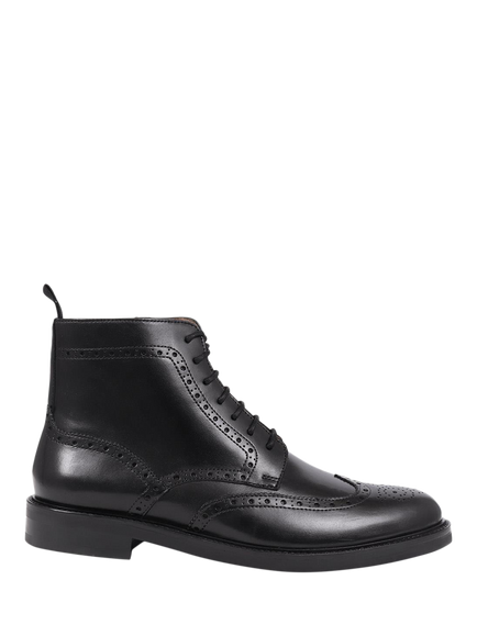 Jones Bootmaker Fletcher Leather Brogue Boots, Black, Black