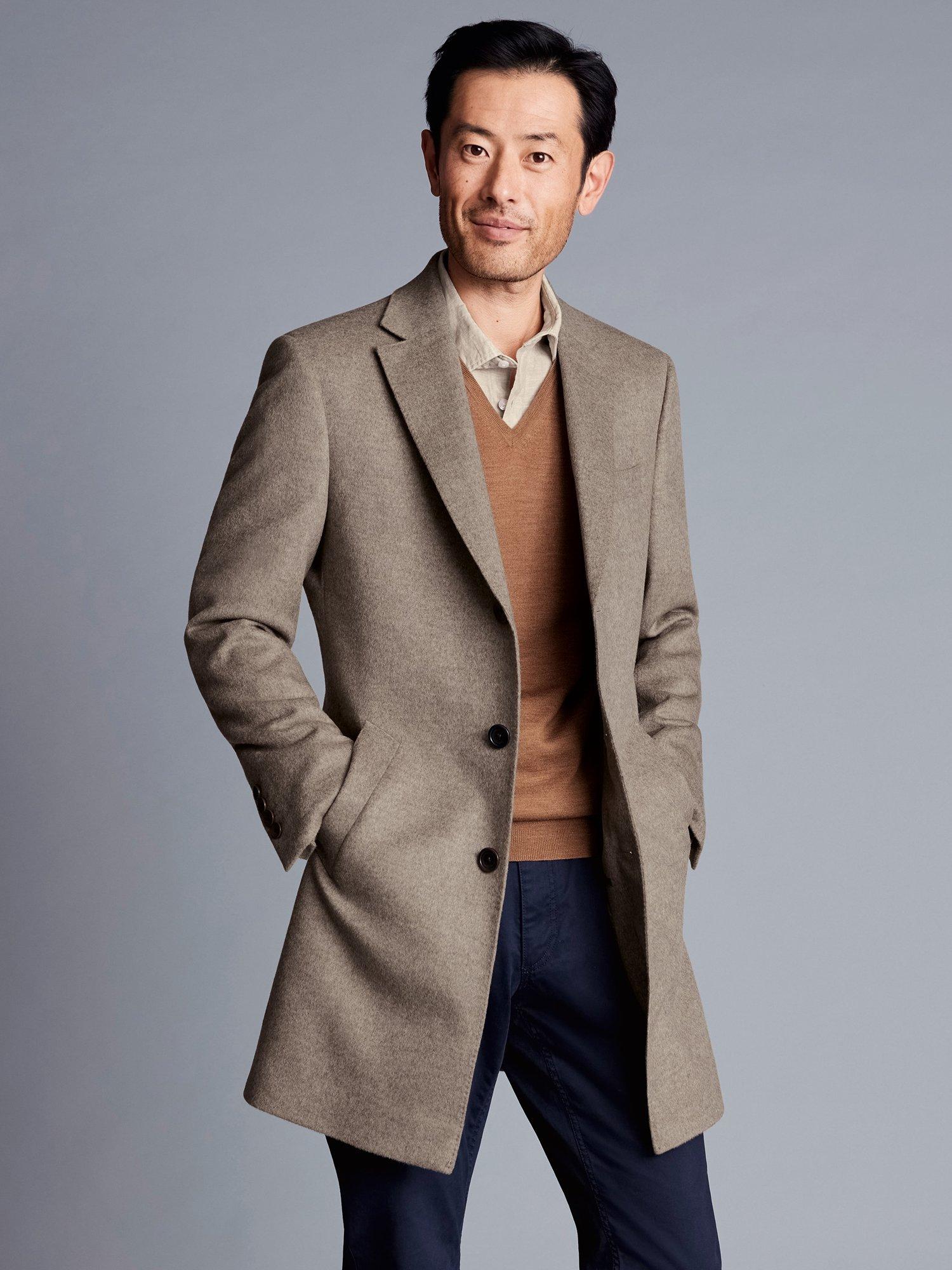 Charles Tyrwhitt Merino Wool Overcoat Oatmeal