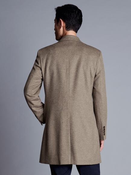 Charles Tyrwhitt Merino Wool Overcoat - view 2, Oatmeal