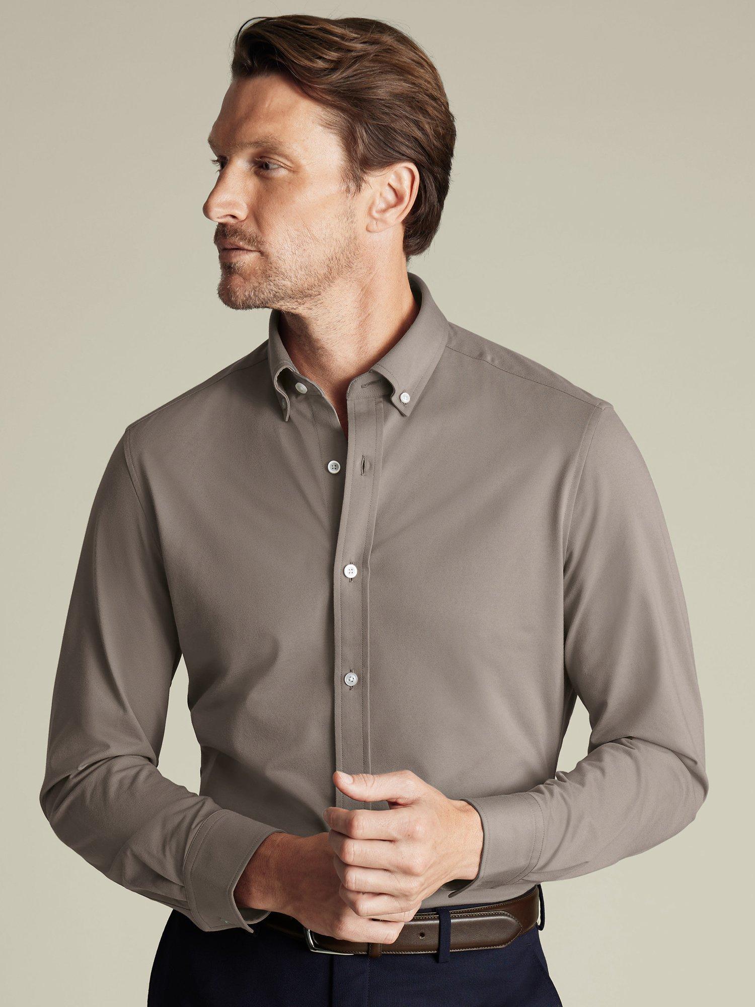 Charles Tyrwhitt Cotton Blend Regular Fit Shirt, Mocha