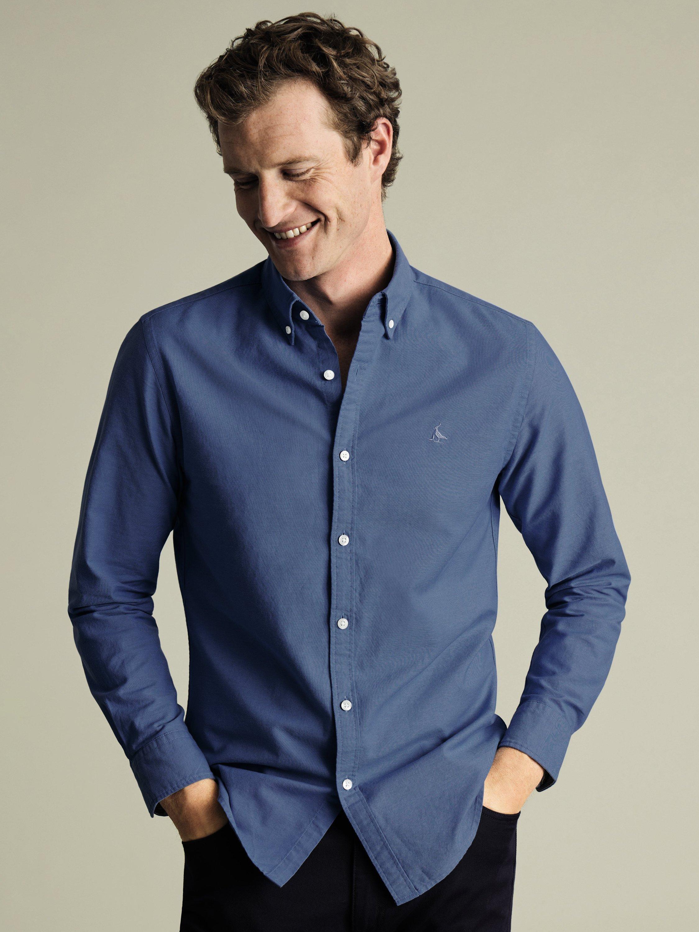 Charles Tyrwhitt Button-Down Stretch Washed Slim Fit Oxford Shirt, Cornflower Blue