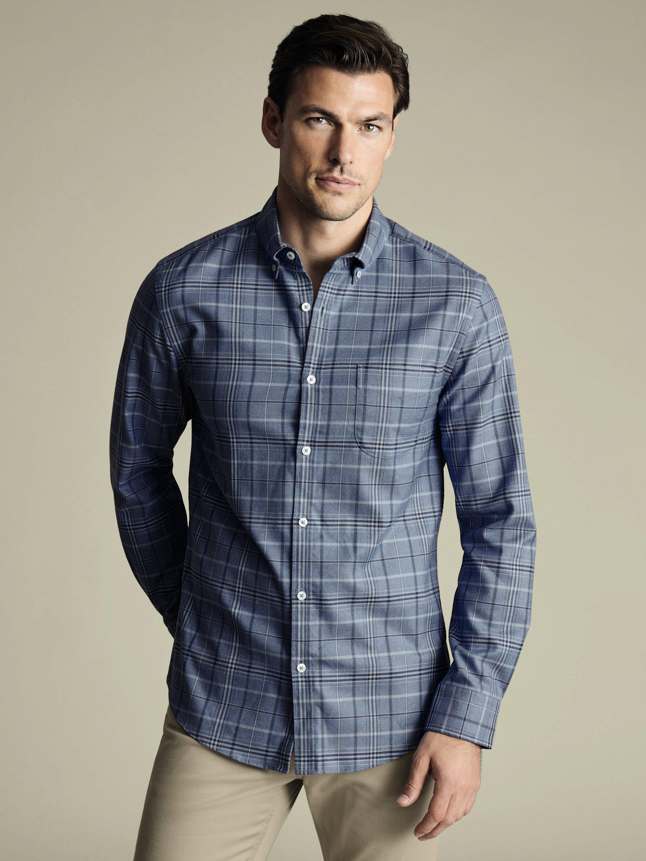 Charles Tyrwhitt Non-Iron Cotton Slim Fit Check Shirt, Indigo