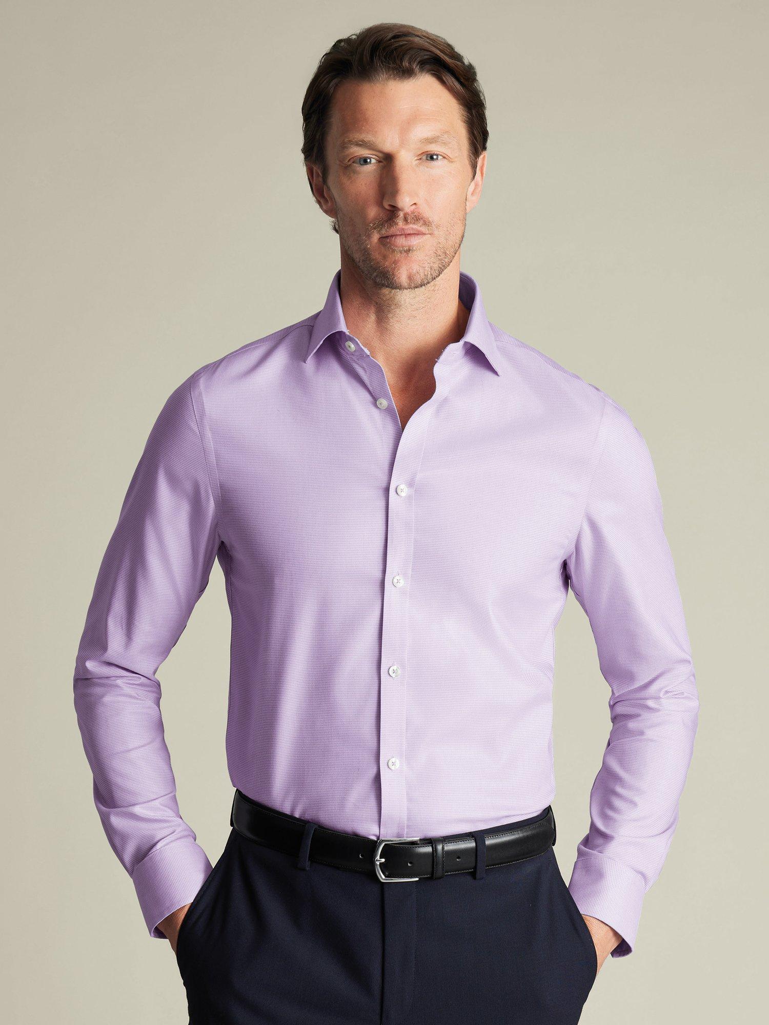 Charles Tyrwhitt Non-Iron Stretch Westminster Weave Shirt, Lilac