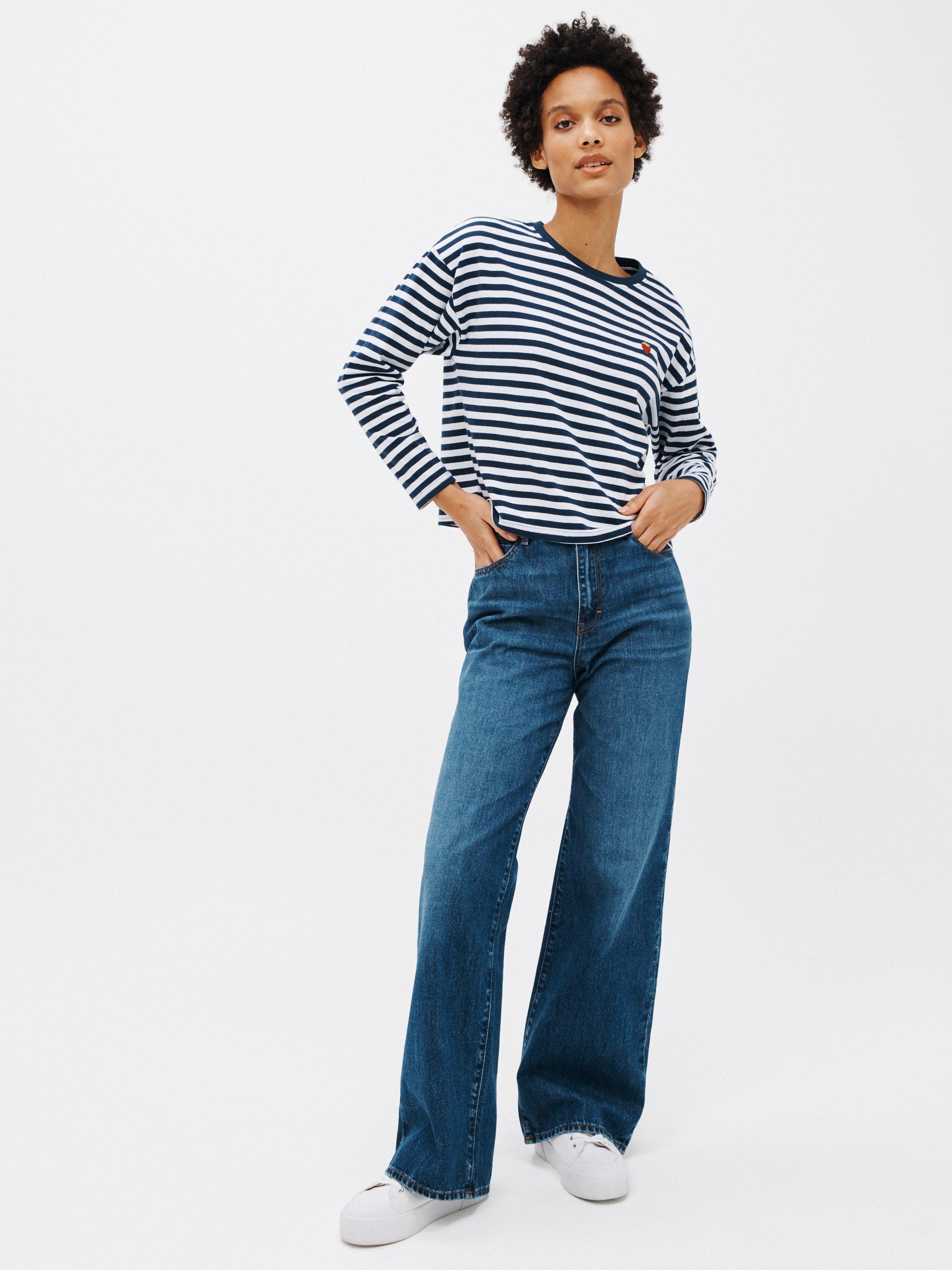 Product image 3 of 6, which shows John Lewis ANYDAY Wide Leg Denim Jeans, Mid Wash, 6
