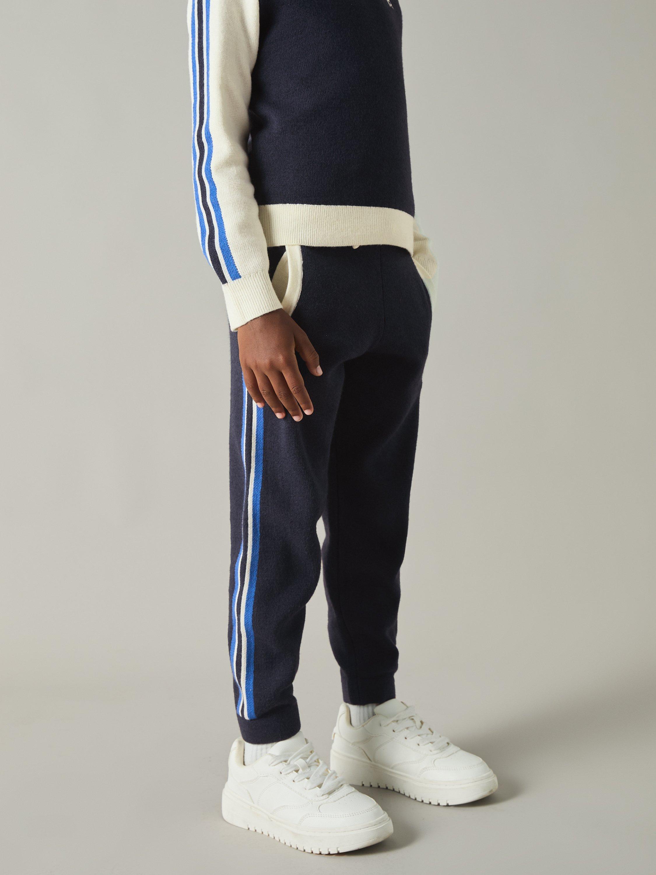 Reiss Kids' Kelvin Jacquard Logo Joggers, Navy/Blue