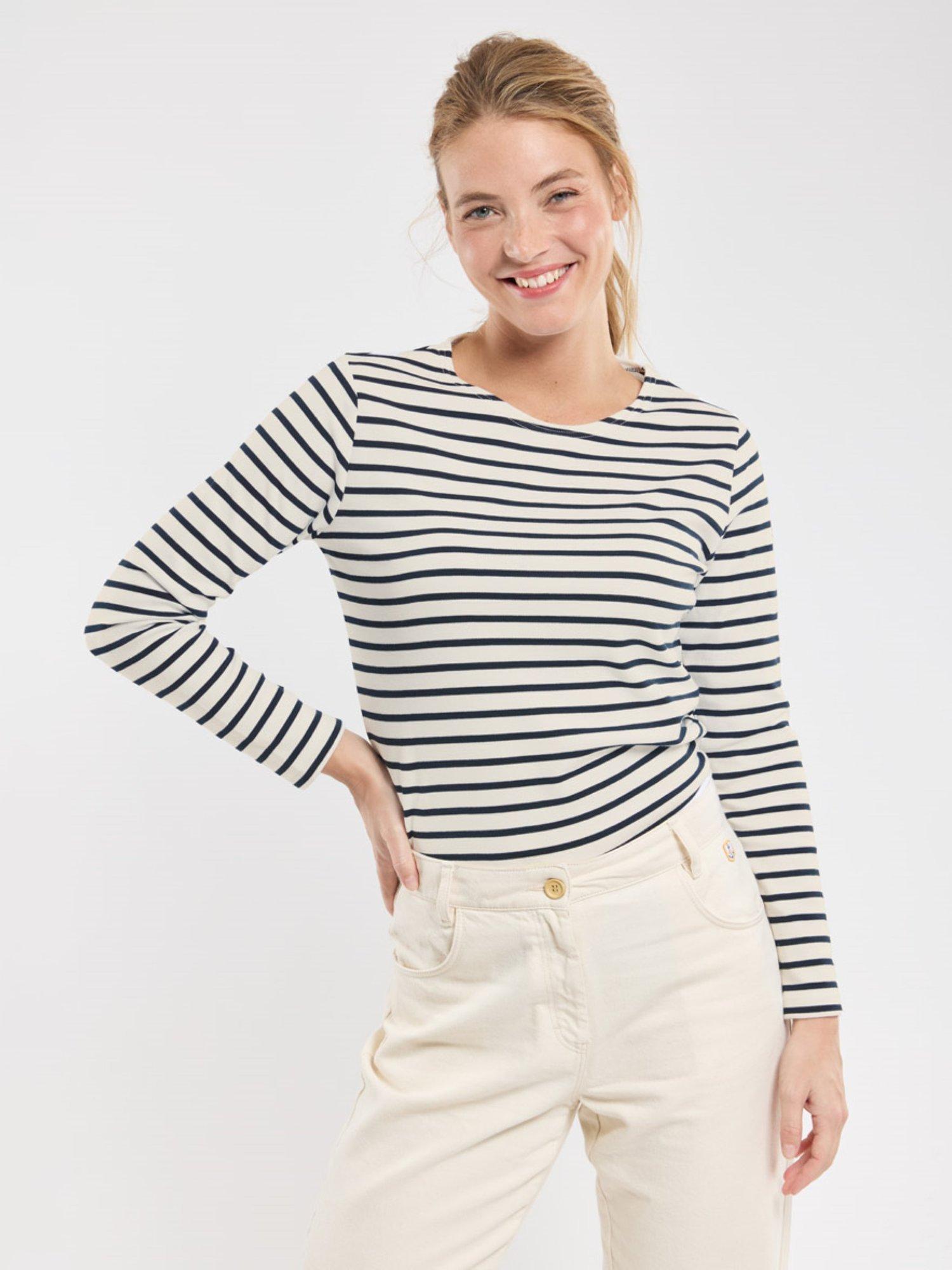 Armor Lux Mariniere Breton Stripe Long Sleeve Top, Natural/Rich Navy