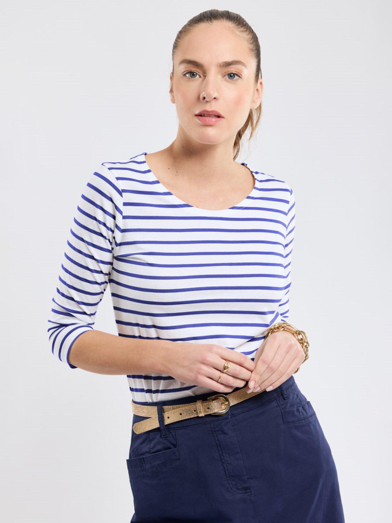 Armor Lux Mariniere Breton Stripe Top, White/Blue