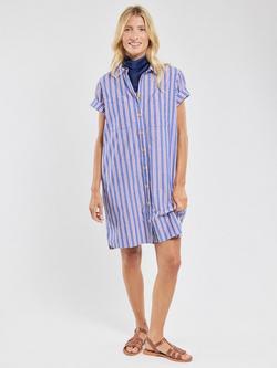 Armor Lux Heritage Stripe Shirt Dress, Seal/Ecru/Rouge, Seal/Ecru/Rouge