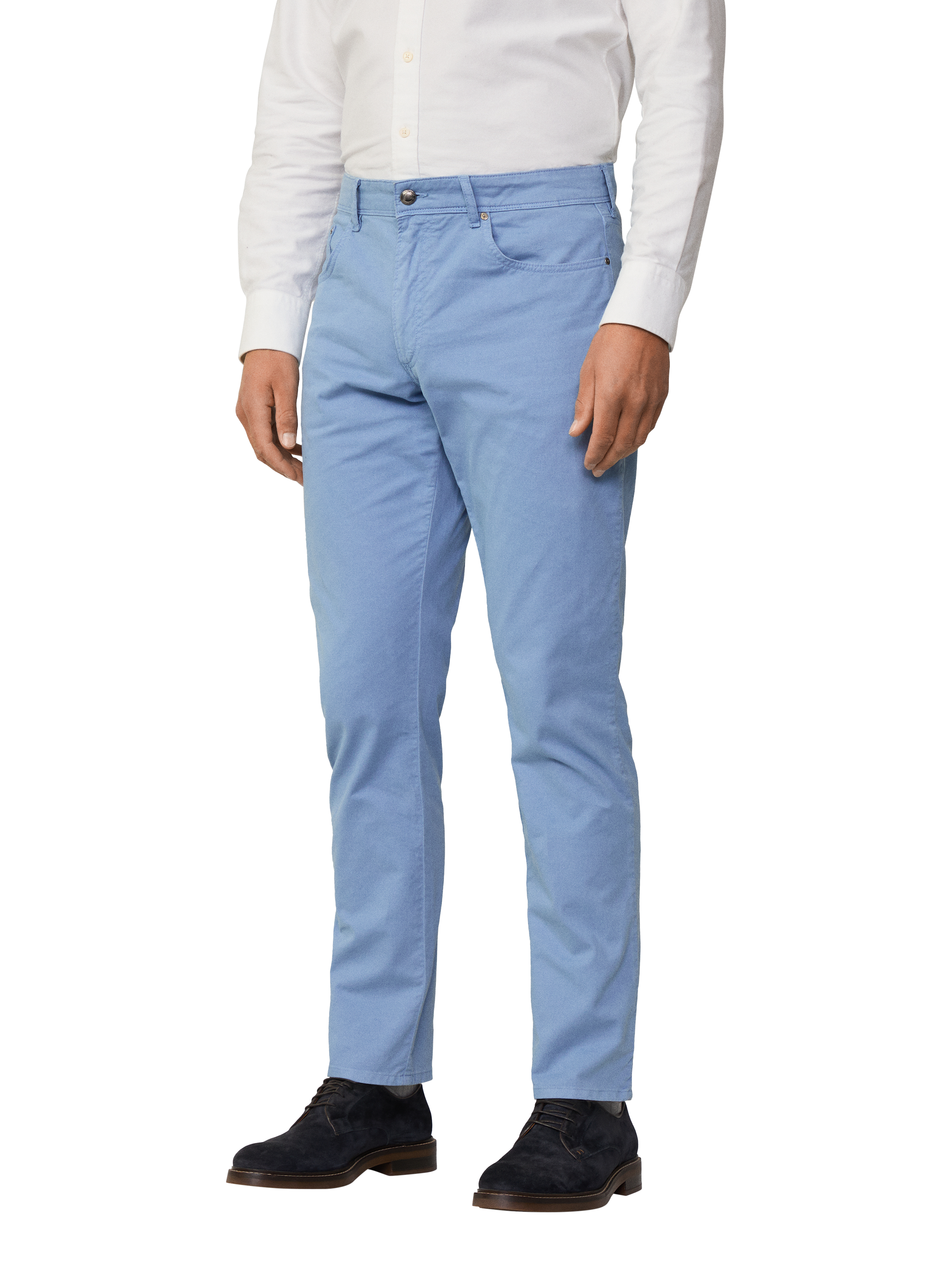 Product image 2 of 7, which shows Hackett London Cotton Blend Straight Fit Chinos, Chambray Blue, 30R