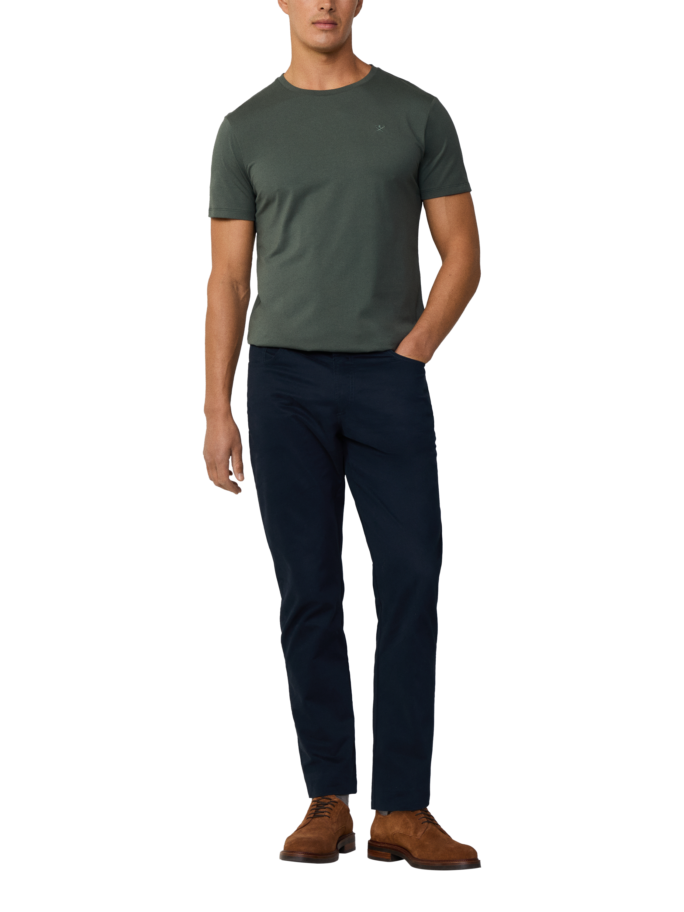 Product image 1 of 8, which shows Hackett London Cotton Blend Straight Fit Chinos, Navy Blazer, 28R