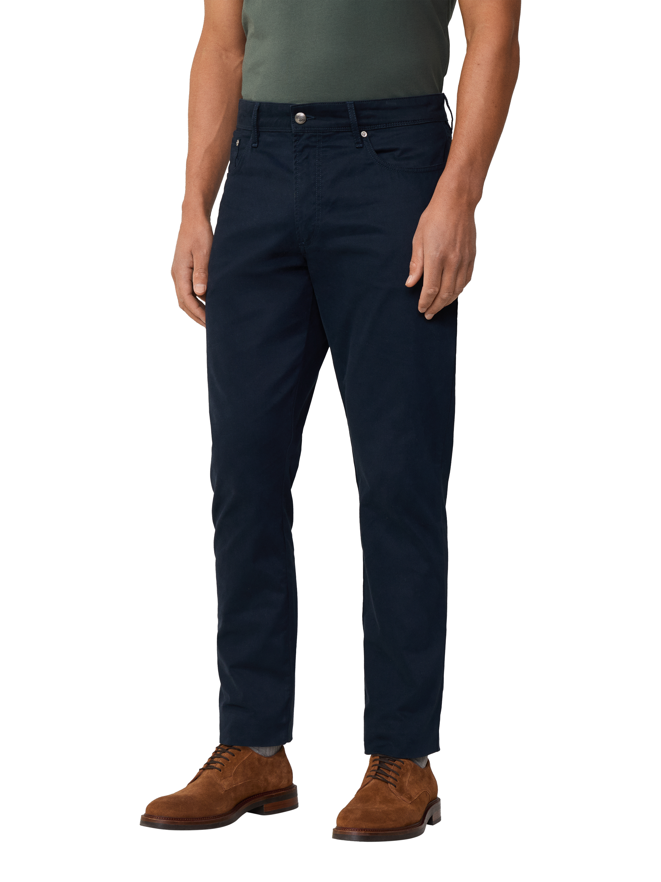 Product image 2 of 8, which shows Hackett London Cotton Blend Straight Fit Chinos, Navy Blazer, 28R