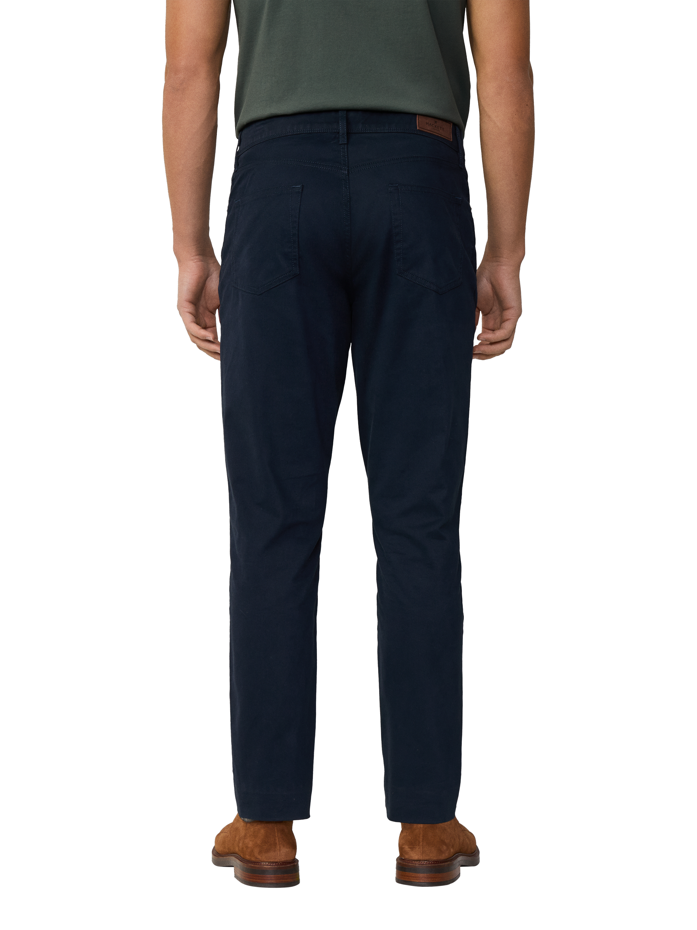 Product image 3 of 8, which shows Hackett London Cotton Blend Straight Fit Chinos, Navy Blazer, 28R