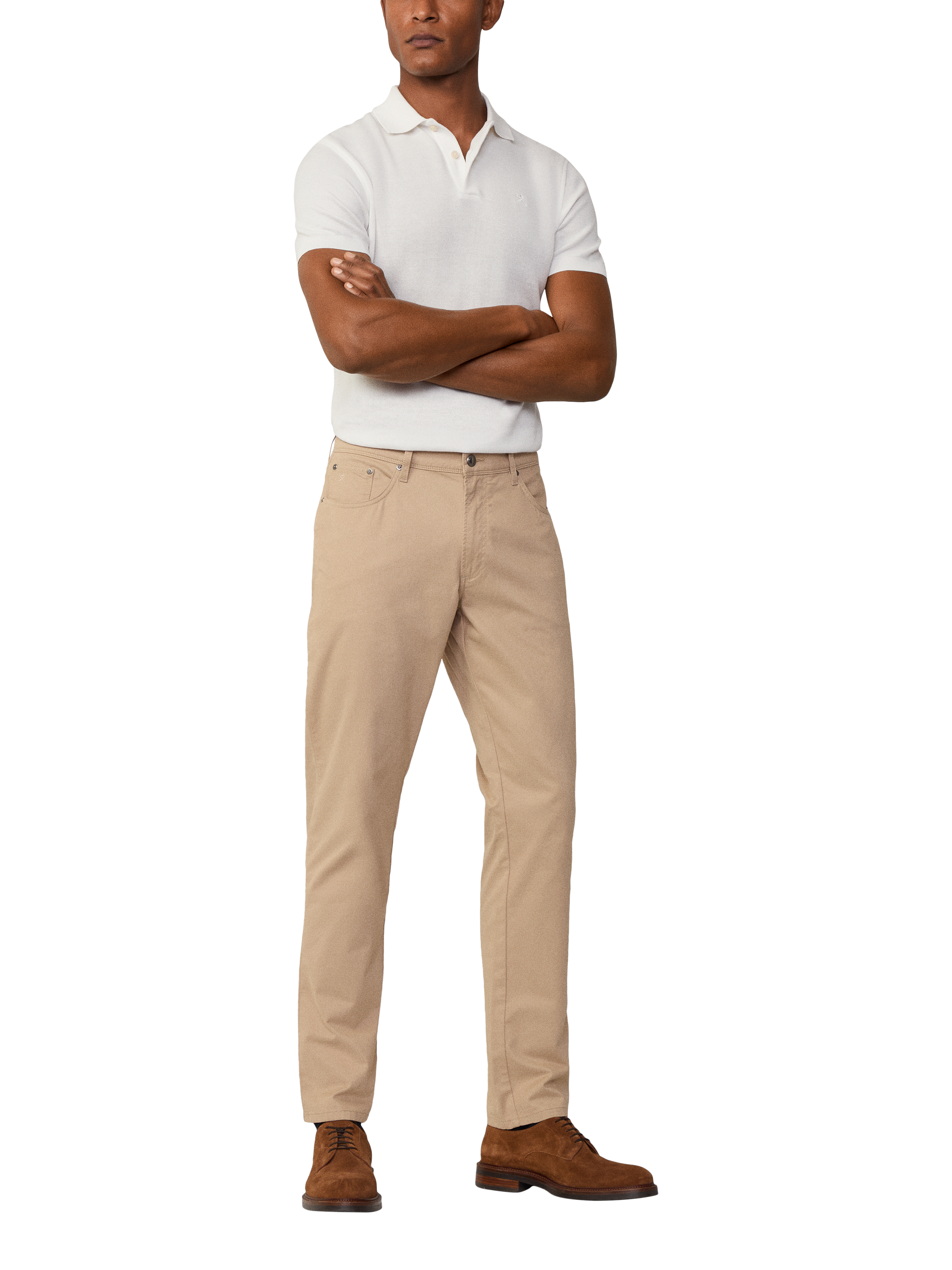 Product image 1 of 7, which shows Hackett London Cotton Blend Straight Fit Chinos, Oat, 28R