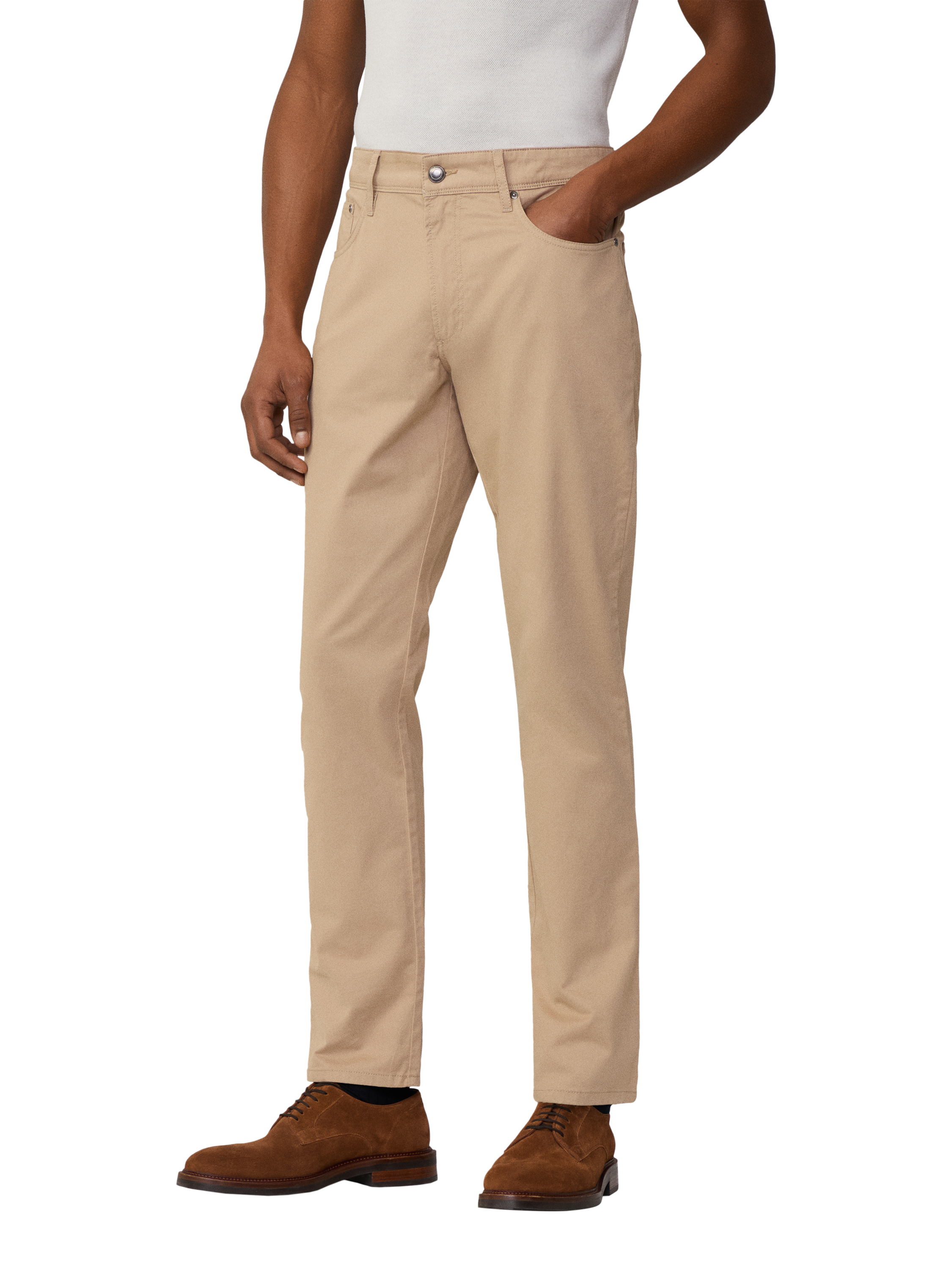 Product image 2 of 7, which shows Hackett London Cotton Blend Straight Fit Chinos, Oat, 28R