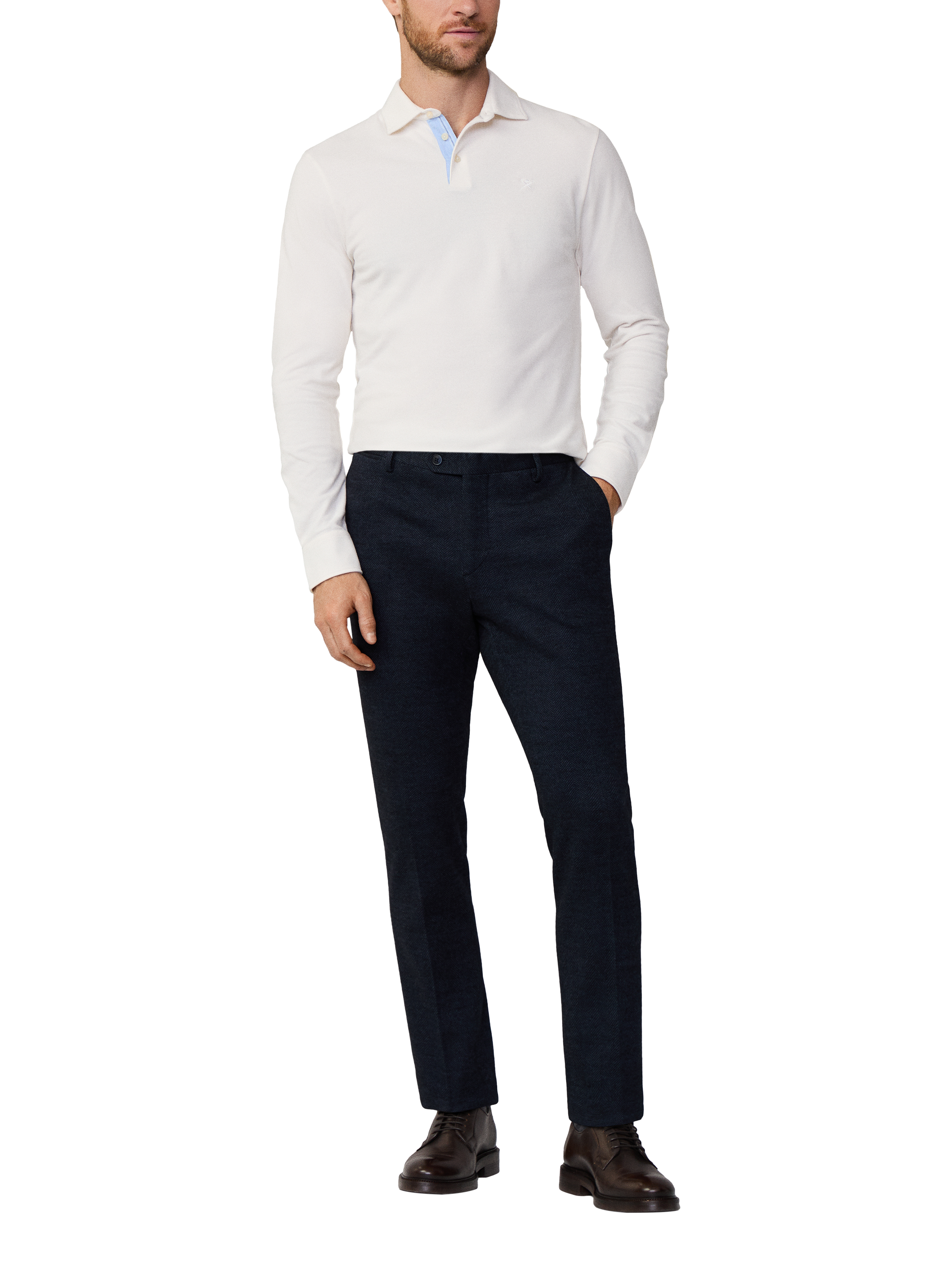 Hackett London Slim Fit Herringbone Trousers, Navy