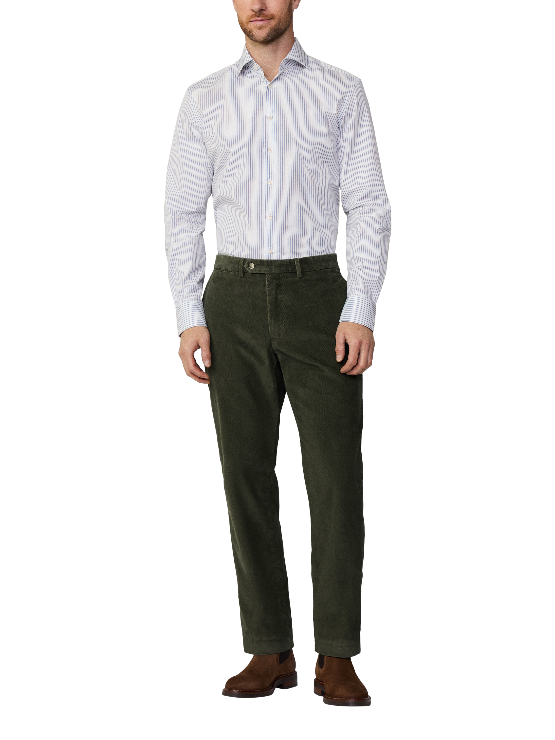 Hackett London Stretch Cotton Corduroy Chino Trousers, Dusky Green