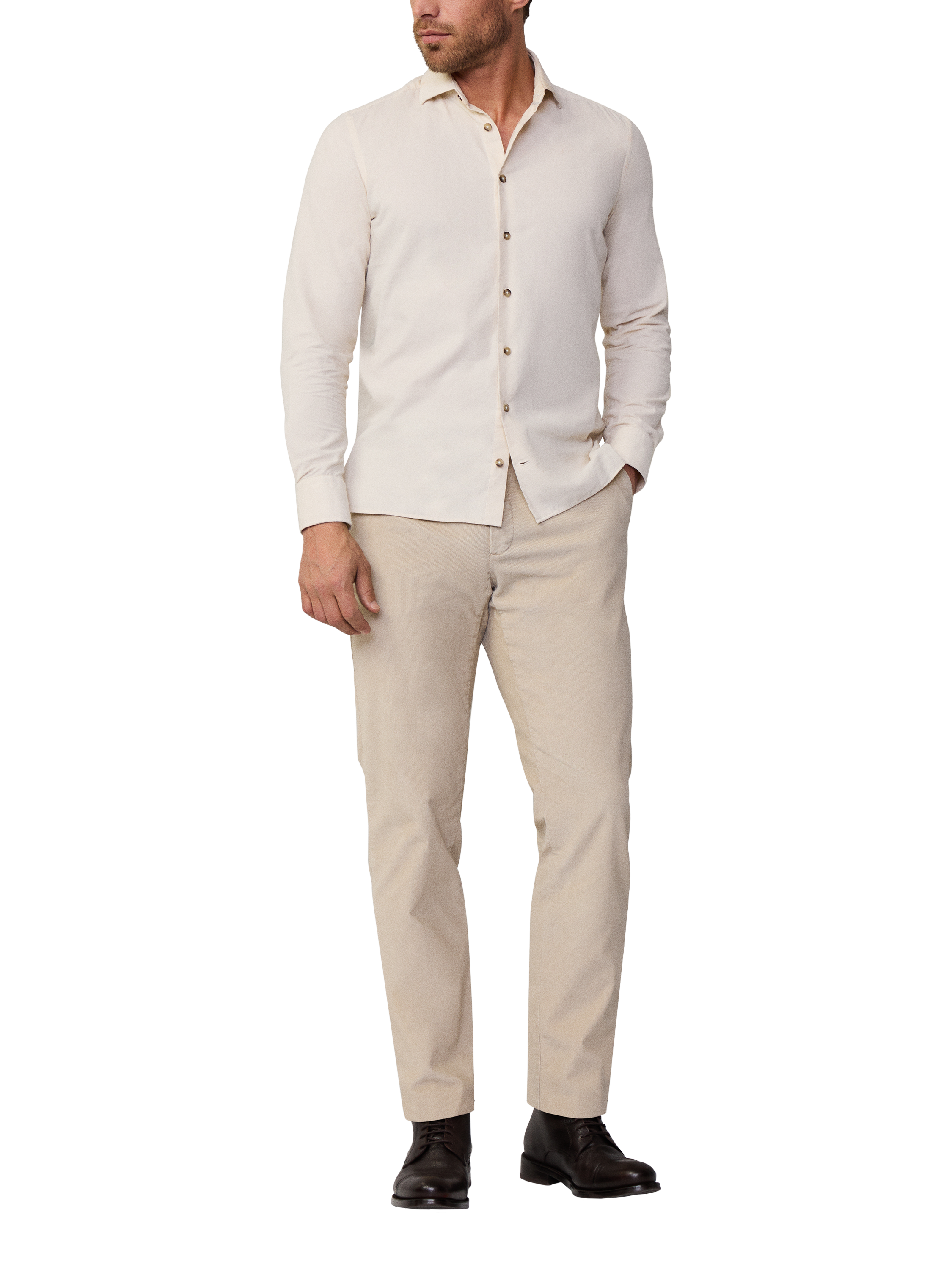 Hackett London Stretch Cotton Corduroy Chino Trousers, Antique White