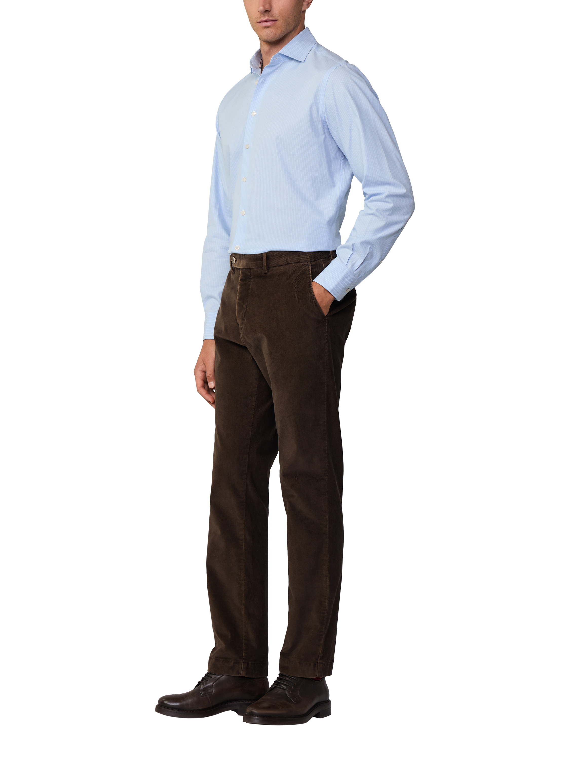 Hackett London Stretch Cotton Corduroy Chino Trousers, Brown