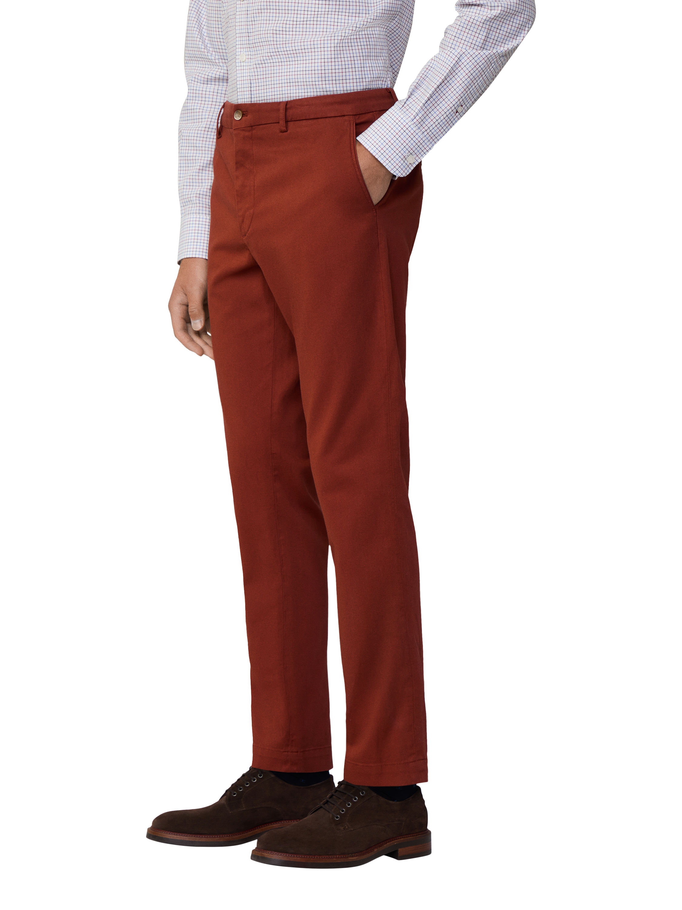 Product image 1 of 8, which shows Hackett London Slim Fit Chinos, Cognac Brown, 30R