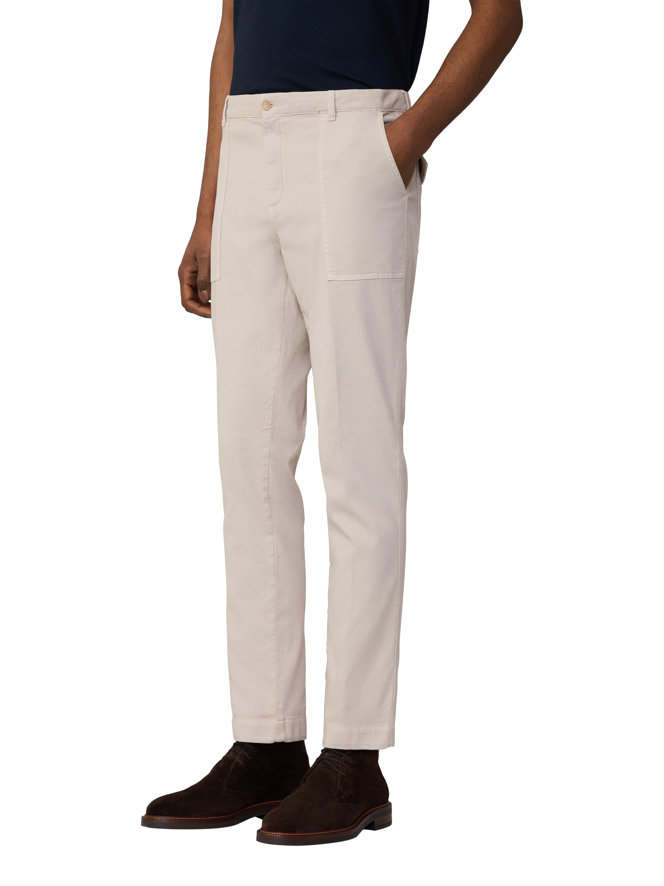 Hackett London Sloane Fit Stretch Cotton Carpenter Trousers, Stone Beige